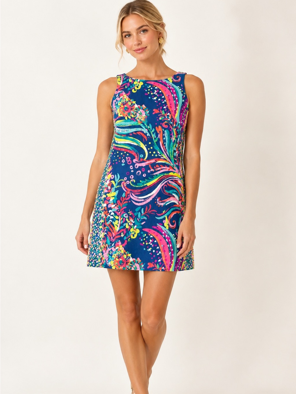 Lilly Pulitzer Jackie Silk Shift Dress Beach Loot Tropical Vibrant Floral